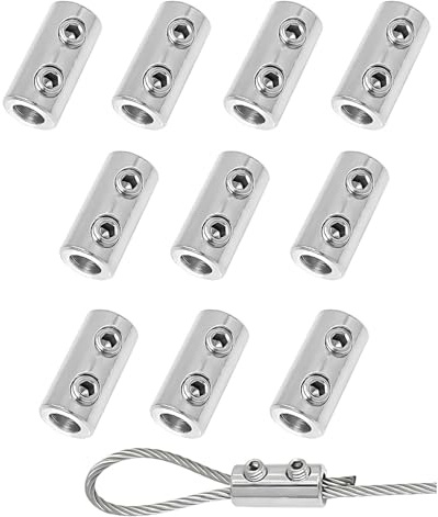 ZEXIJOW 10 Pcs Abrazadera De Cuerda De Metal,Wire Clamp,para Cuerdas De Metal y Cables con Tuercas Finales,para cable con tapón de rosca terminal, abrazaderas dobles para cable de acero y alambre
