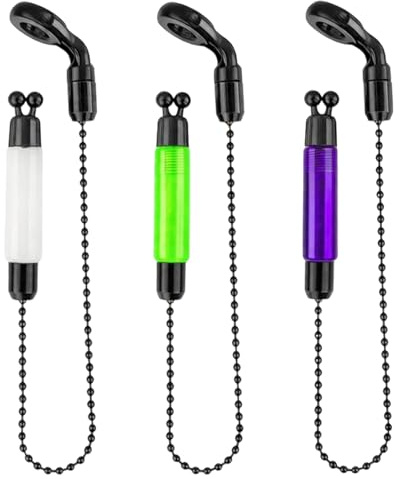 3Pcs Fishing Bobbins, Bite Indicators for Carp Fishing, Light Bobbins Carp Fishing Swingers, Bite Alarms Coarse Fishing Tackle, Swingers Tackle Accessories for Night Fishing, Green, White, Purple
