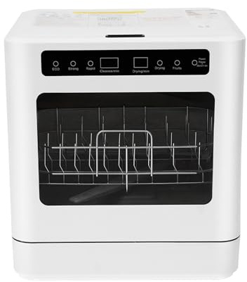 Lavastoviglie 800 W, lavastoviglie da tavolo rettangolare, mini lavastoviglie, 4 modalità di pulizia, lavastoviglie da tavolo con indicatore LED, per piccole case, appartamenti, dormitori