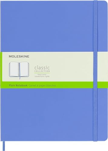 Moleskine - Classic Notebook, Plain Notebook, Hard Cover and Elastic Closure, Size X-Large 19 x 25 cm, Colour Hydrangea Blue, 192 Pages