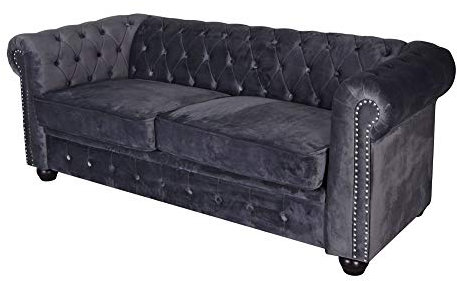 Divano Chesterfield 3 posti velluto grigio divano vintage fha075 Palazzo esclusivo