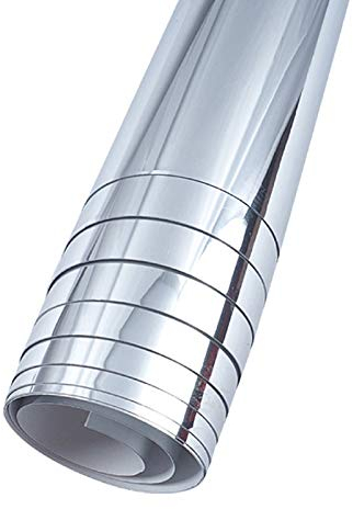 YHNHT Mirror Sheets, 19.7x39.4in Flexible Mirror Paper Roll Stickers, Non-Glass Self-Adhesive Tiles, Great for Home Wall Decor