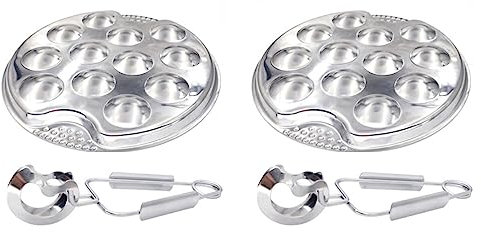 Cabilock 2sets Piatto Per Lumache in Acciaio Inossidabile Scomparti Di Pinze Per Forchette Per Funghi e Lumache Piatto Da Portata Facile Da Pulire