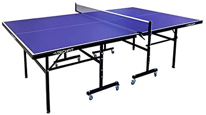 TechFit Tischtennisplatte für den Innenbereich - Maße Turniere, robuste Platte aus Melaminharz, 4 mm mit kratzfester Schutzschicht, wetterfest, klappbar, Blue