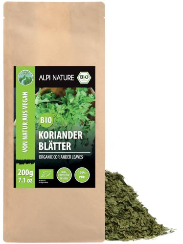 Alpi Nature Korianderblad BIO 200g, Torkade och Skärda Ekologiska Korianderblad för Matlagning