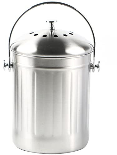 Alipis Stainless Steel Trash Can Small Compost Bin Kitchen Composter Indoor Food Waste Bin for Kitchen Storage Lid Garbage Container