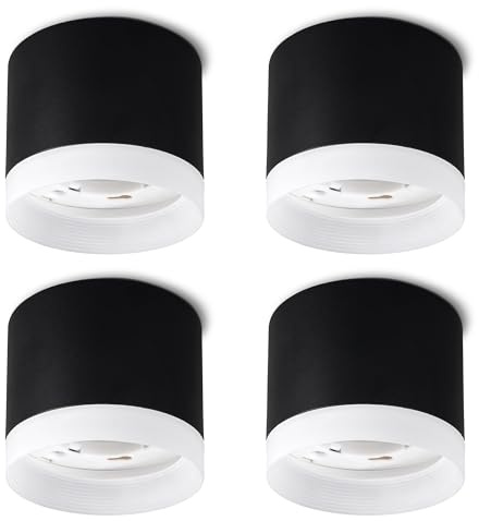 SSC-LUXon VORA Aufbauspot 4er Set schwarz rund für GX53