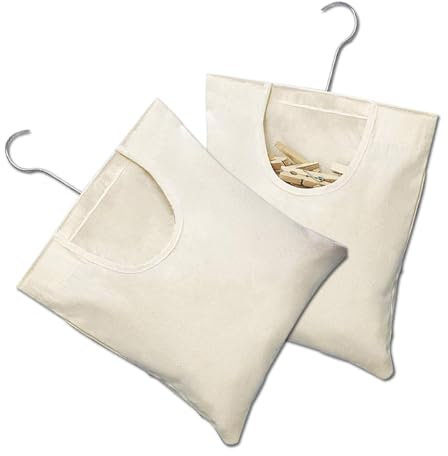 Gativs Borsa per mollette da bucato 2 Pezzi Sacchetti per Mollette da Bucato Porta Mollette Bucato Sacca Porta Mollette Con Gancio Custodia per Mollette per camera da letto bagno,32 x 27 cm