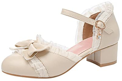 koperras Sommer Kleinkind Mädchen Kleid Fliege Schuhe Pumps Low Heels Blumen Party Hochzeit High School Prom Schuhe Lauflernschuhe Hausschuhe (Beige, 30.5 Little Child)