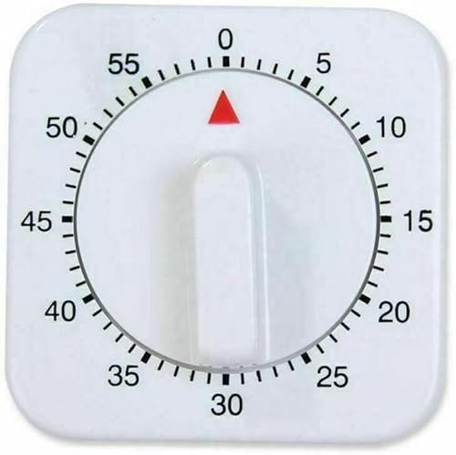 Kitchen Timer, 1 Hour/60 Minutes Count Down Alarm Reminder Square Kitchen Timer, Wind Up Mechanical Timer, Adjustable Egg Timers for Teachers Kids Cooking Timing, Baking Boiling, Exercise, Home,White