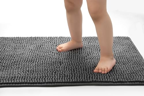 Seamarkt Chenille Badematte rutschfest, weich Badvorleger, saugfähig Duschvorleger für Badezimmer, Waschbare badteppich, 50x80 cm, Anthrazit