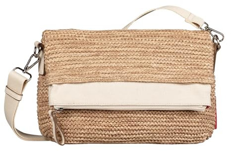 TOM TAILOR Vicky Damen Überschlagtasche Umhängetasche Mittelgroß Beige