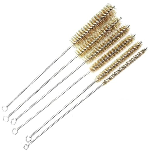 Bkemkri Set di 6 Pennelli in Ottone per la Pulizia del Tubo di Spazzola in Filo di Ottone per la Pulizia di Utensili del Tubo e Del Cilindro per La Pulizia Degli Utensili a Mano 8/10/12/15/20/25 mm