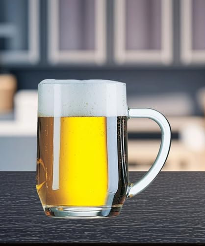 Shop4allsorts Beer tankard Pint Glass - Beer Mug tankard - 1 Pint Traditional Beer - 20oz - Beer Mug with Handle - toughened high Transparency Glass.