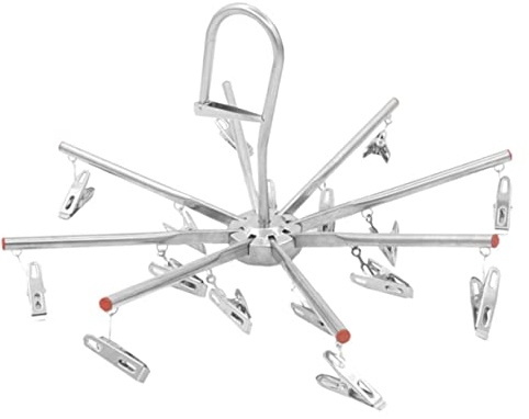Outanaya 16pcs Clothing Drying Rack Stainless Steel Hanger Clips Foldable Drying Rack Towel Hanger Diaper