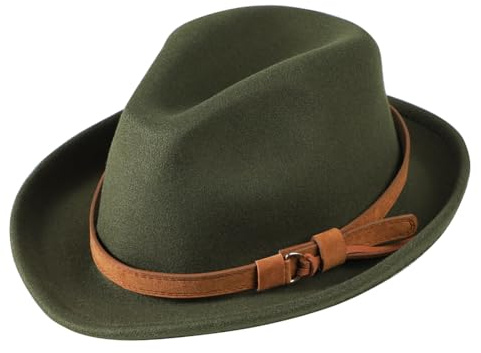 Men Fedora Trilby Hat Panama Hat Classic Bowler Hat Woolen Felt Bush Hat Western Cowboy Hat Jazz Gentlemans Hat Short Brim Warm Autumn Winter Hat for Men Women Outdoor Cosplay Ceremony,56-58cm