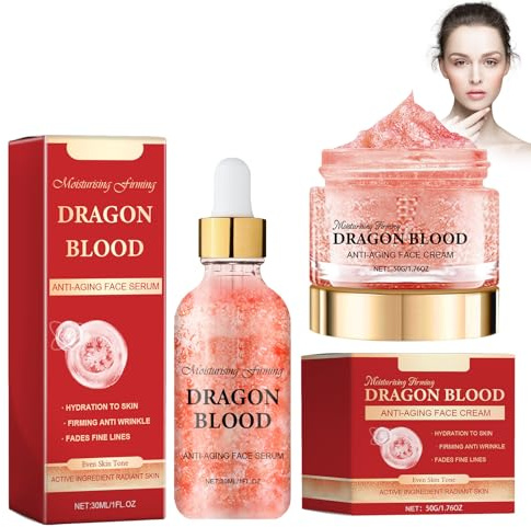 50g Crema Hidratante y 30ml Suero Antiarrugas Con Sangre De Dragón, Suero Hidratante Facial Reafirmante, Antiarrugas, Cuidado Antiedad Antiarrugas, Para Una Piel Suave Y Lisa, cream9-7