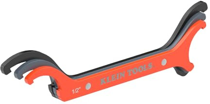 KLEIN TOOLS 50901R Conduit Locknut Wrench Set, 1/2, 3/4 and 1-Inch, Straight Compact Alloy Steel Design Tightens and Loosens Locknuts in Tight Spaces, 3-Piece