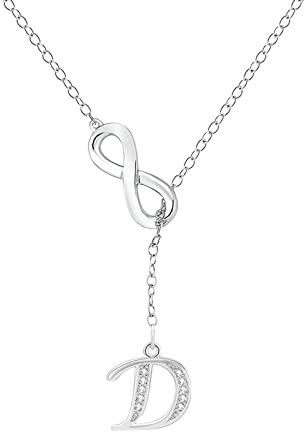 Kvinnliga halsband hängen för Patrck Day 8 -formad tofs Silver Inledande halsband för kvinnor Silverhalsband för kvinnor AZ 26 Alfabet Inledande halsband för tonårsflickor smycken hänglås halsband