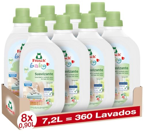 Frosch Baby - Suavizante Concentrado Liquido para Lavadora para Ropa de Bebé, Apto para Pieles Sensibles, Producto Ecológico y Hipoalergénico - Pack 8 x 900 ml