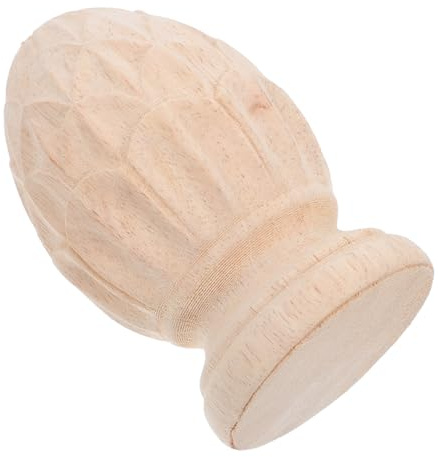 Healeved Remate de Columna de Madera Tallada Piña 8X12 CM Estilo Europeo para Decoración de Escaleras y Columnas Remate Decorativo de Madera Maciza para Interiores Accesorio Artesanal