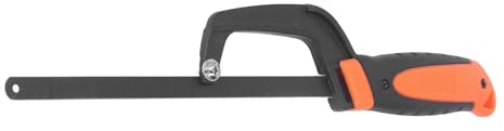 Haofy Petit Cadre de Scie à Métaux avec Base Nervurée, Poignée Ergonomique en Caoutchouc, Longueur de Lame Réglable pour les Espaces Restreints, Outil Parfait pour Couper des Panneaux en PVC et des