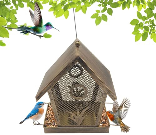 SCBOY Comedero pajaros Exterior Alta Resistencia a la Intemperie comederos para pajaros Gran Capacidad Bird Feeder para Exteriores Jardín Patio Traspatio