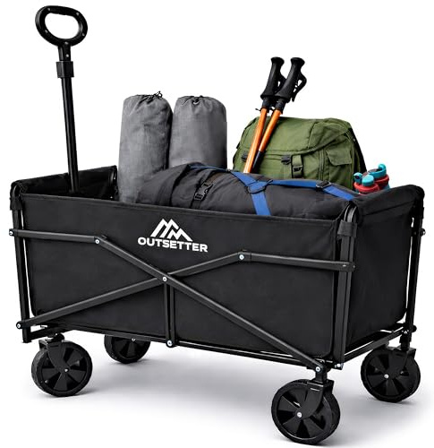 70L Folding Trolley on Wheels, Festival Trolley Cart with Adjustable Handle, Collapsible Foldable Wagon for Camping, Garden, Beach, Shopping, Outdoor