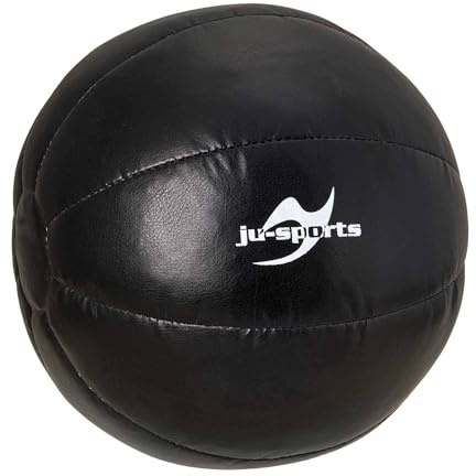 Ju-Sports Medizinball 7kg schwarz - Robuster Slam Ball aus griffigem Kunstleder mit stabilen Nähten, Gewichtsball für Krafttraining, Fitness und Sport