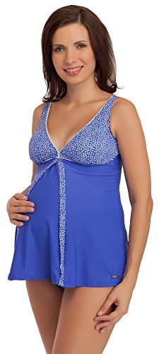 Be Mammy Tankini Maillot de Bain 2 Pièces Bikini Vêtement d'Été Maternité Grossesse C1R92N (Bleu Saphir/Blanc, EU 38 = FR 40)