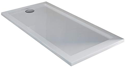 Idralite Plato de Ducha 70x170x4cm Rectangular Acrílico Borde Realzado Blanco Brillante Mod. Flower