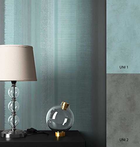 NEWROOM Tapete Türkis Streifen verwaschene Optik Modern Vliestapete Grau Vlies moderne Design Optik Streifentapete Landhaus inkl. Tapezier Ratgeber