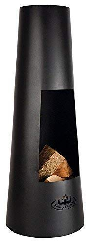 linoows Terrassenofen, Gartenkamin, Outdoor Kamin mit Brennrost aus Eisen Schwarz