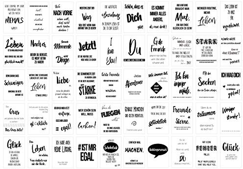 Edition Seidel Set de 50 tarjetas postales de vida y momentos con refranes – Tarjetas con texto – Regalo – Idea decorativa, amor, amistad, vida, motivación, tarjetas de cumpleaños postal