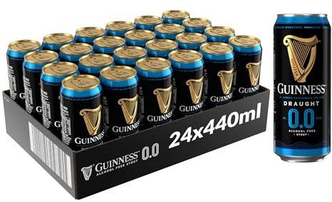 Guinness Draught 0.0 Alcohol Free Stout | 0% vol | 24 x 440ml | Notes of Sweet Malt & Hop Bitterness | Dark Ruby Red Beer | Creamy Head | Hints of Chocolate & Coffee