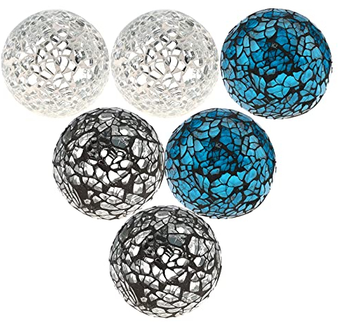Kepfire 6 pezzi mosaico sfera di vetro 6 cm rotondo mix di sfere set ciotole vasi tavolo da pranzo centrotavola festa di nozze decorativo