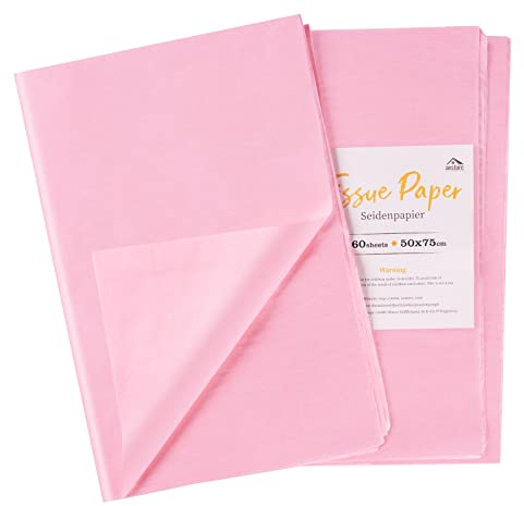 Seidenpapier Rosa 50x75cm,Anstore 60 Blatt Transparentpapier Rosa Bastelpapier zum Basteln und Dekoration für Geburtstag Hochzeit Weihnachten,17gm Seidenpapier Tissue Paper Glanzpapier Bastelpapier