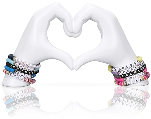 Weiße Hand Geste Statue und Skulptur, Herz geformt Herz Hand Skulptur Dekoration, moderne Liebe Dekoration Statue für Couchtisch Wohnzimmer Schlafzimmer Bücherregal Büro Zimmer Dekoration Figur.