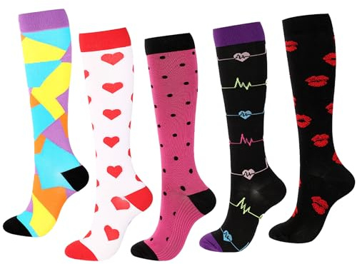 Gima - calcetines de colores largos hasta la rodilla con compresión graduada para mejorar la circulación sanguínea, S-M, fantasía 2, 41201