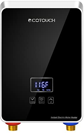 Tankless Water Heater Electric 6.5kW 240V, ECOTOUCH Instant Hot Water Heater On Demand for Sink Faucet, Energy Efficient Point of Use Tankless Water Heater with Self-modulating, ECO65BP Black