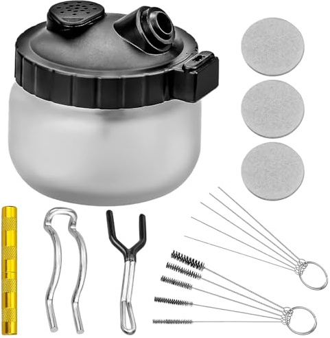 Nizirioo Airbrush rengöringsset, 1 luftborstrengöringsbehållare, komplett luftborste, komplett rengöringssats, rengöringskruka, professionell luftborste, luftborste, luftborste, komplett rengöringsset
