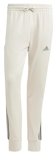 adidas Uomo Essentials French Terry Tapered Cuff 3-Stripes Pants, Alumina, L