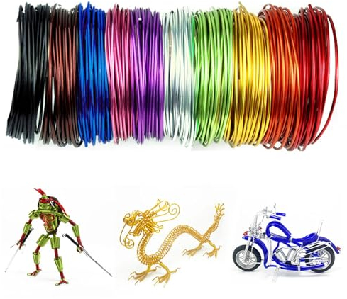 Misazy basteldraht 1mm x 5m basteldraht dünn 10 Farben schmuckdraht, aludraht, aluminiumdraht, bastel draht für Schmuck, Dekoteile, DIY-Skulpturen, Kranzherstellung Bonsai-Bäume