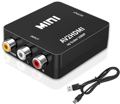 baolongking AV zu HDMI Adapter Konverter, 1080P zu HDMI CVBS AV Composite Video Audio Adapter für PS2 Wii Xbox SNES N64/VCR/Blue-Ray DVD-Player(mit HDMI-Kabel)