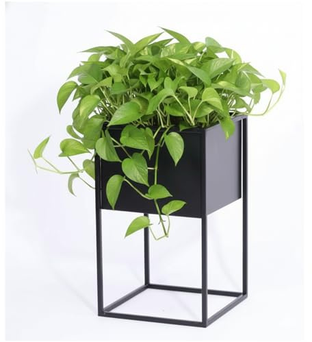 Support de fleurs, tabouret de fleurs, support de pot de fleurs, support décoratif moderne, style loft, en acier revêtu par pulvérisation, noir, hauteur 40 cm, stable, 1 pièce