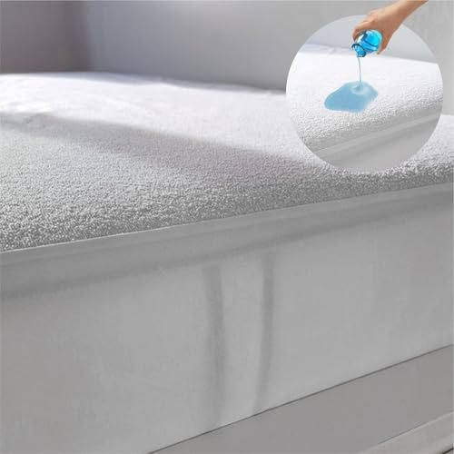 FOCARIS Home-Protector de colchón Impermeable y Ajustable-Funda Cubre colchon Cama de 150x190cm Grosor colchon 30cm-antibacterias/antiácaros-Protector colchon 150-packaging presentación Regalo