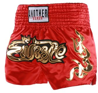 Kaerm Enfant Garçon Short de Boxe Muay Thaï Short d'Entraînement Sport Pantalon Court pour MMA Kick Boxing Fitness Grappling Arts Martiaux Costume Compétition 5-16 Ans Rouge 8-12 Ans
