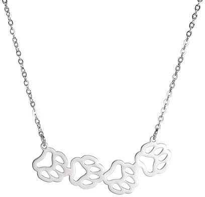 UNIFT Tassavtryck halsband för kvinnor flickor rostfritt stål urholkat läckert elegant hund katt tassavtryck hänge halsband djursmycken för djurälskare, En storlek, Rostfritt stål, Ingen ädelsten