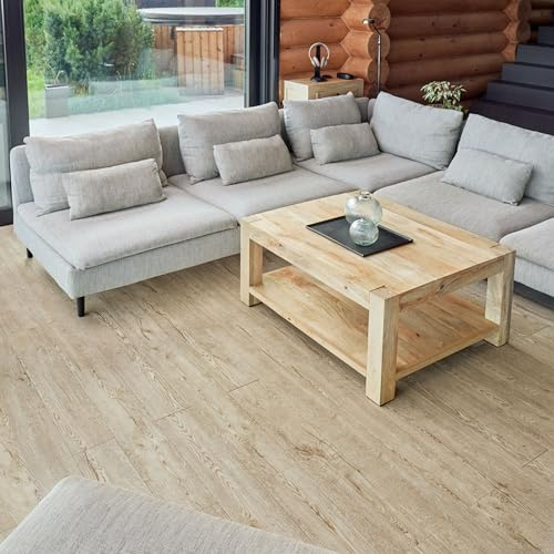 Self Adhesive Floor Planks - 20 Planks Pack Covering 29.92 sqft / 2.78sqm | Each Stick On Tile Plank Measures 5.9x35.9in (91.4x15.2cm) | Peel and Stick Vinyl Flooring |Bleached Oak Timber Touch Effect