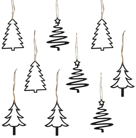 Bseical Christbaumschmuck Holz, 9 Stück Weihnachtsbaumschmuck Holz, Weihnachtsdeko zum Aufhängen,Weihnachtsbaum Deko Schwarz Baumschmuck Weihnachten,Holzanhänger Weihnachtsdekoration Weihnachtsschmuck